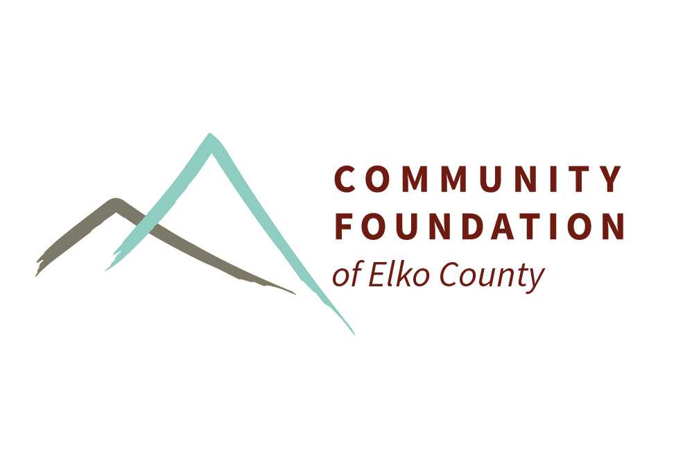 Logo featuring the wording "Community Foundation of Elko County," with an abstract outline of two mountains overlapping