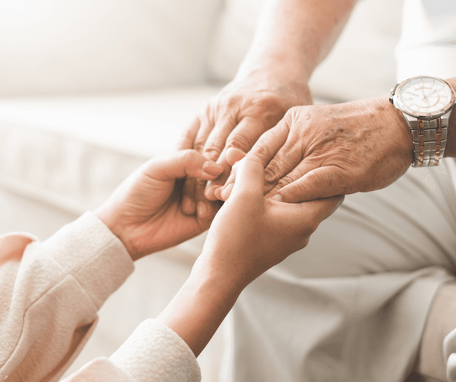 senior care hands holding