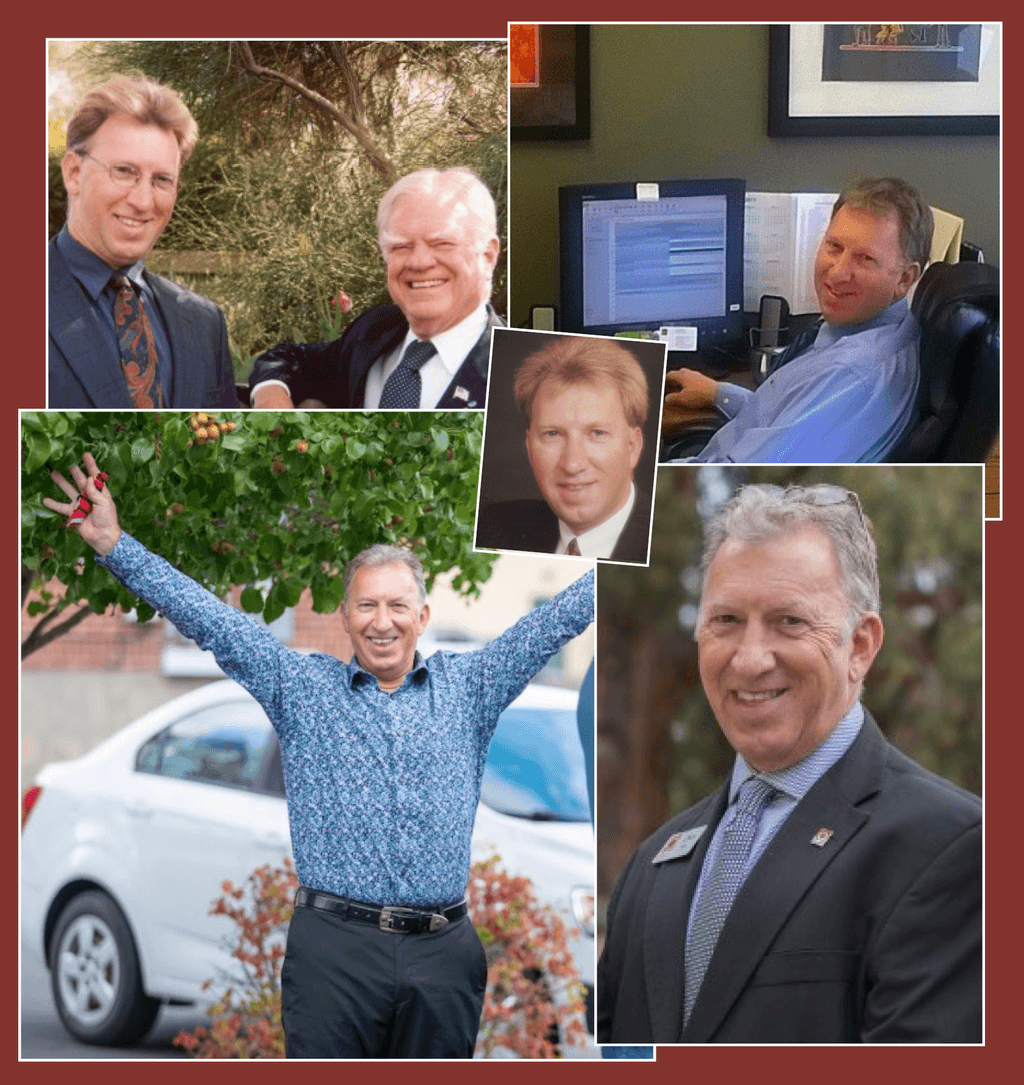 A montage of five photos of Chris Askin over the years.