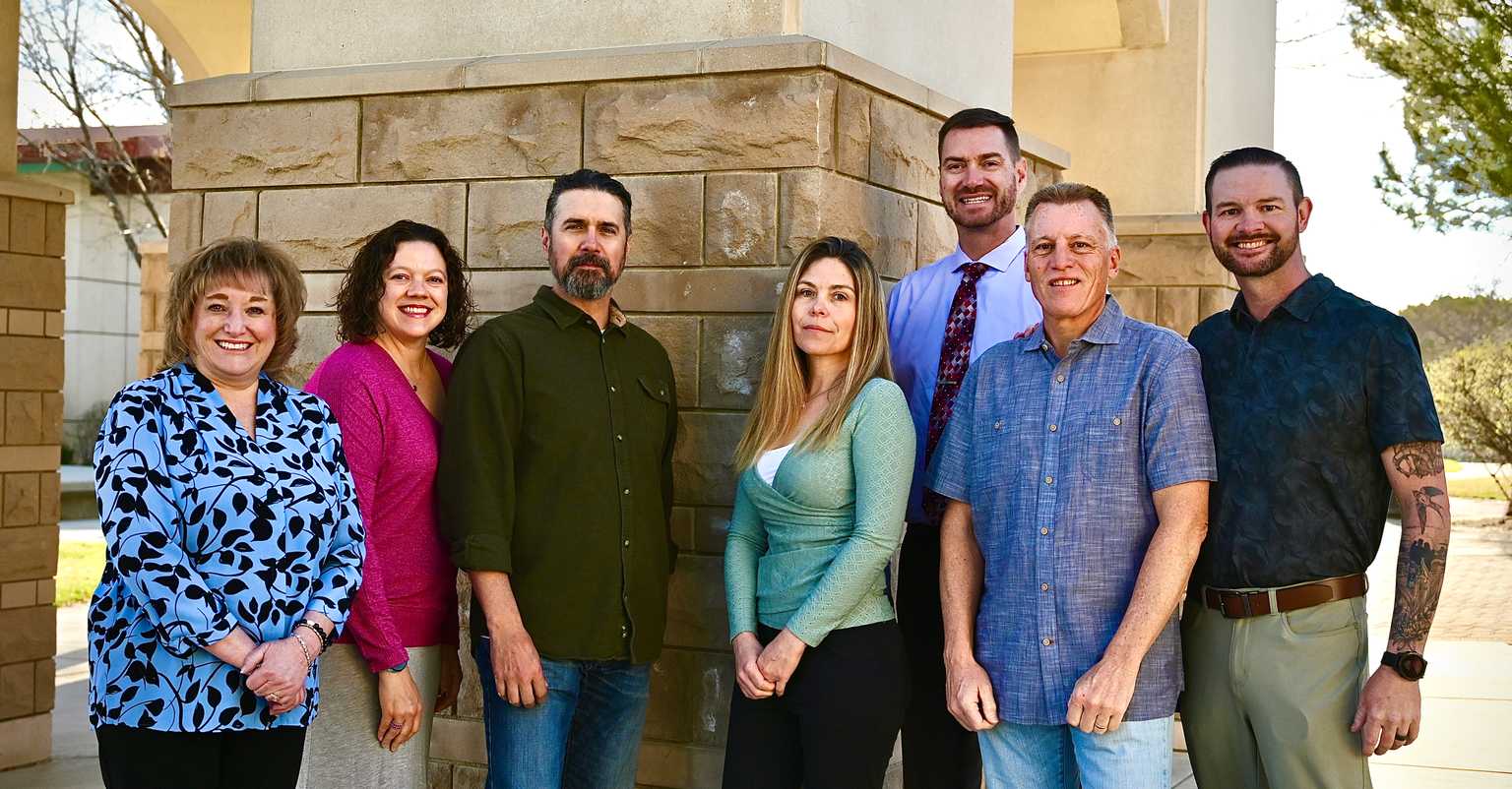 From Left to Right: Teri Gage, Katie Neddenriep, Travis Macias, Tansy Chandler, AJ Hull, Jim Winer, and Jearred Foruria