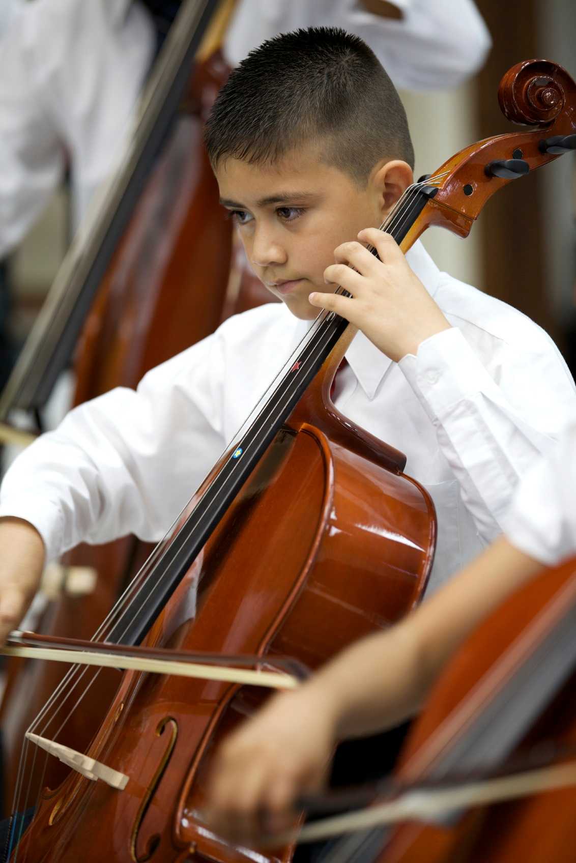 Boy playing a cello